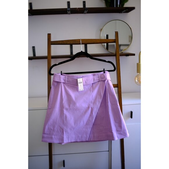 Anthropologie Maeve Belted Faux Wrap Mini Skirt - Lavender - US10, US12 - NWT - Picture 5 of 8